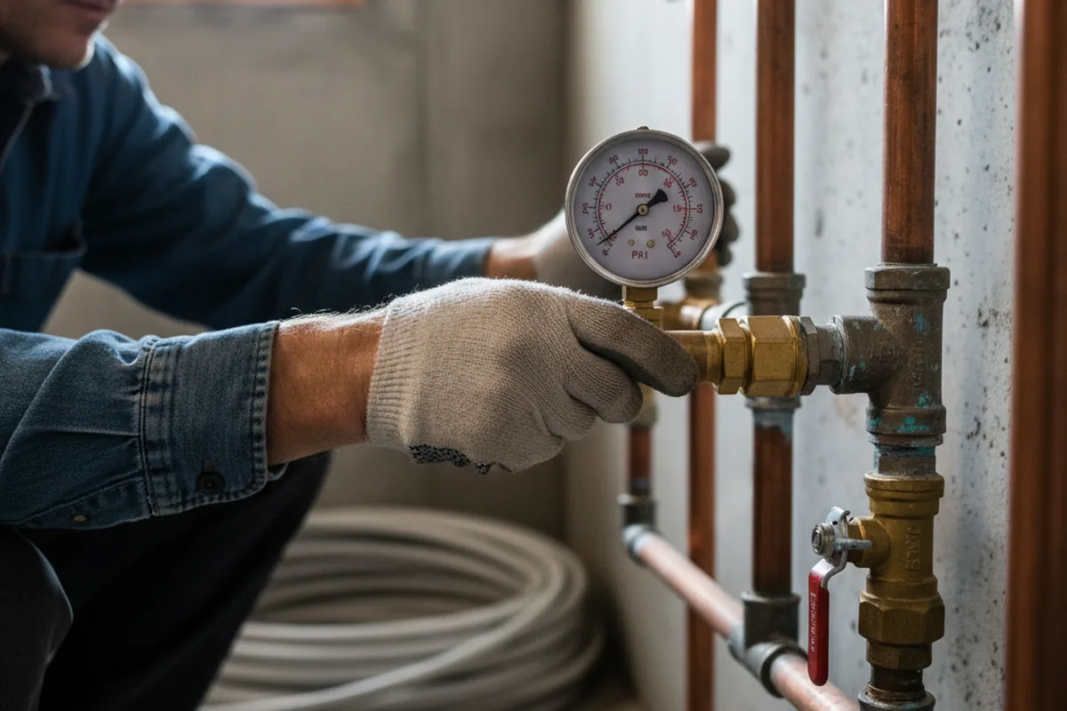 Pressure testing a repaired line during Water Line Repair in Cedarcreek